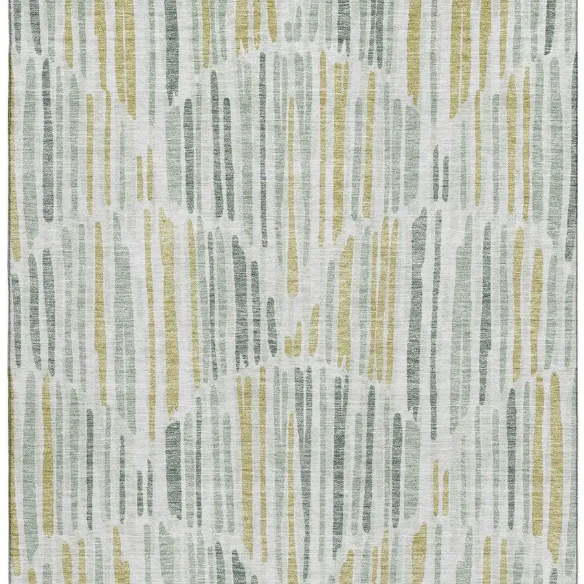 Sage Gold And Ivory Abstract Washable Area Rug With UV Protection Photo 3