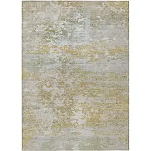 Photo of Sage Gold And Ivory Abstract Washable Indoor Outdoor Area Rug