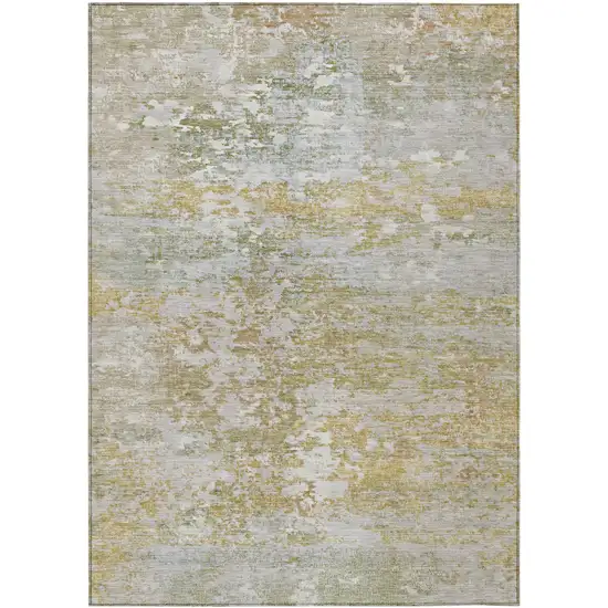 Sage Gold And Ivory Abstract Washable Indoor Outdoor Area Rug Photo 1
