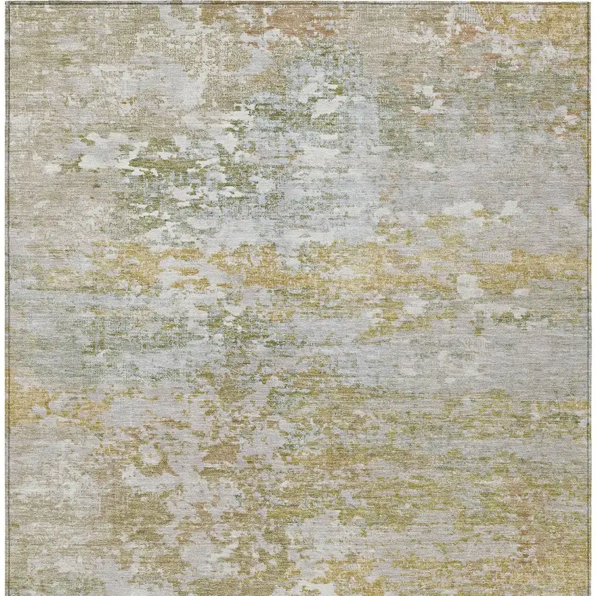 Sage Gold And Ivory Abstract Washable Indoor Outdoor Area Rug Photo 9