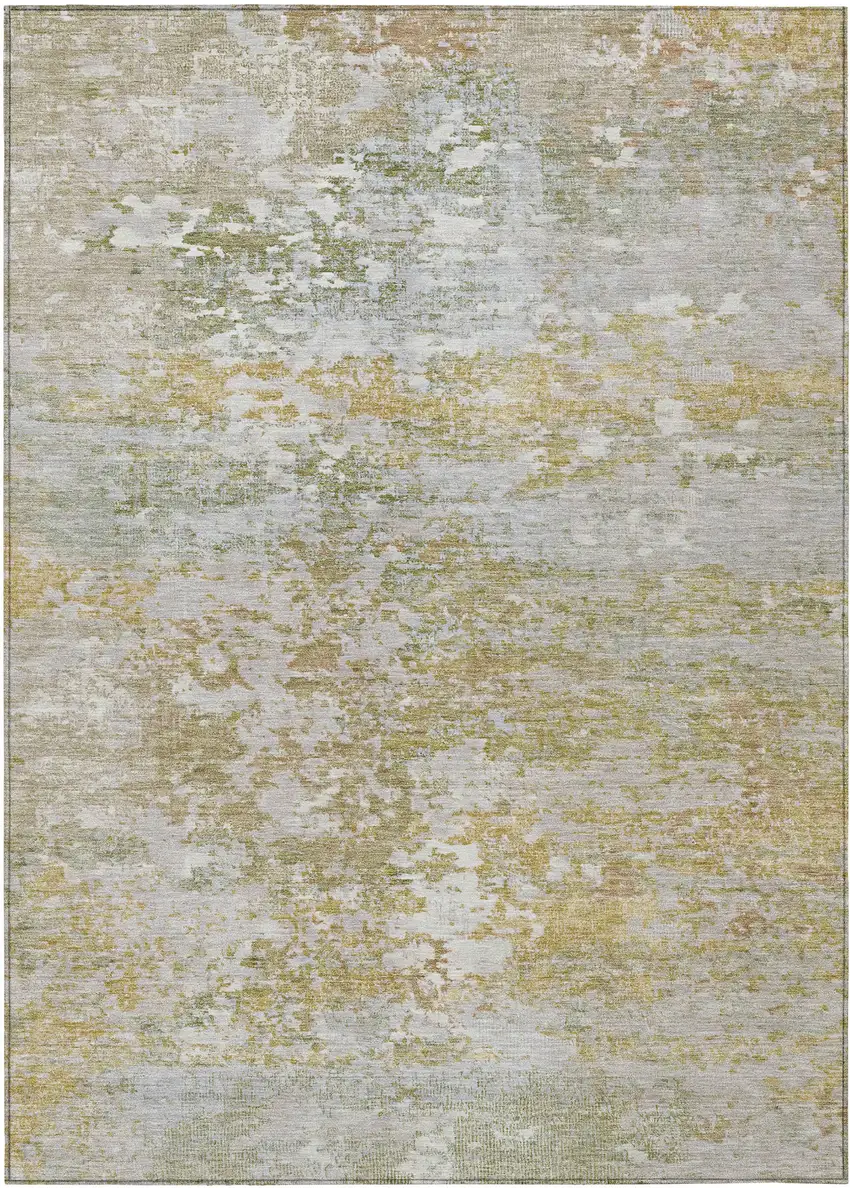 Sage Gold And Ivory Abstract Washable Indoor Outdoor Area Rug Photo 1