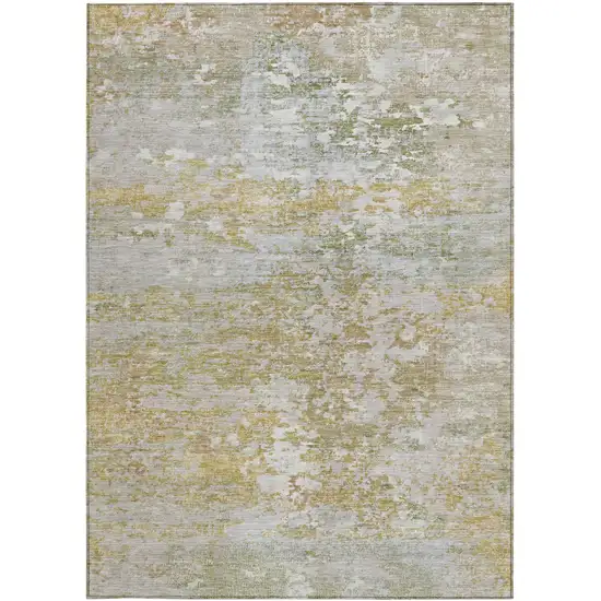 Sage Gold And Ivory Abstract Washable Indoor Outdoor Area Rug Photo 3