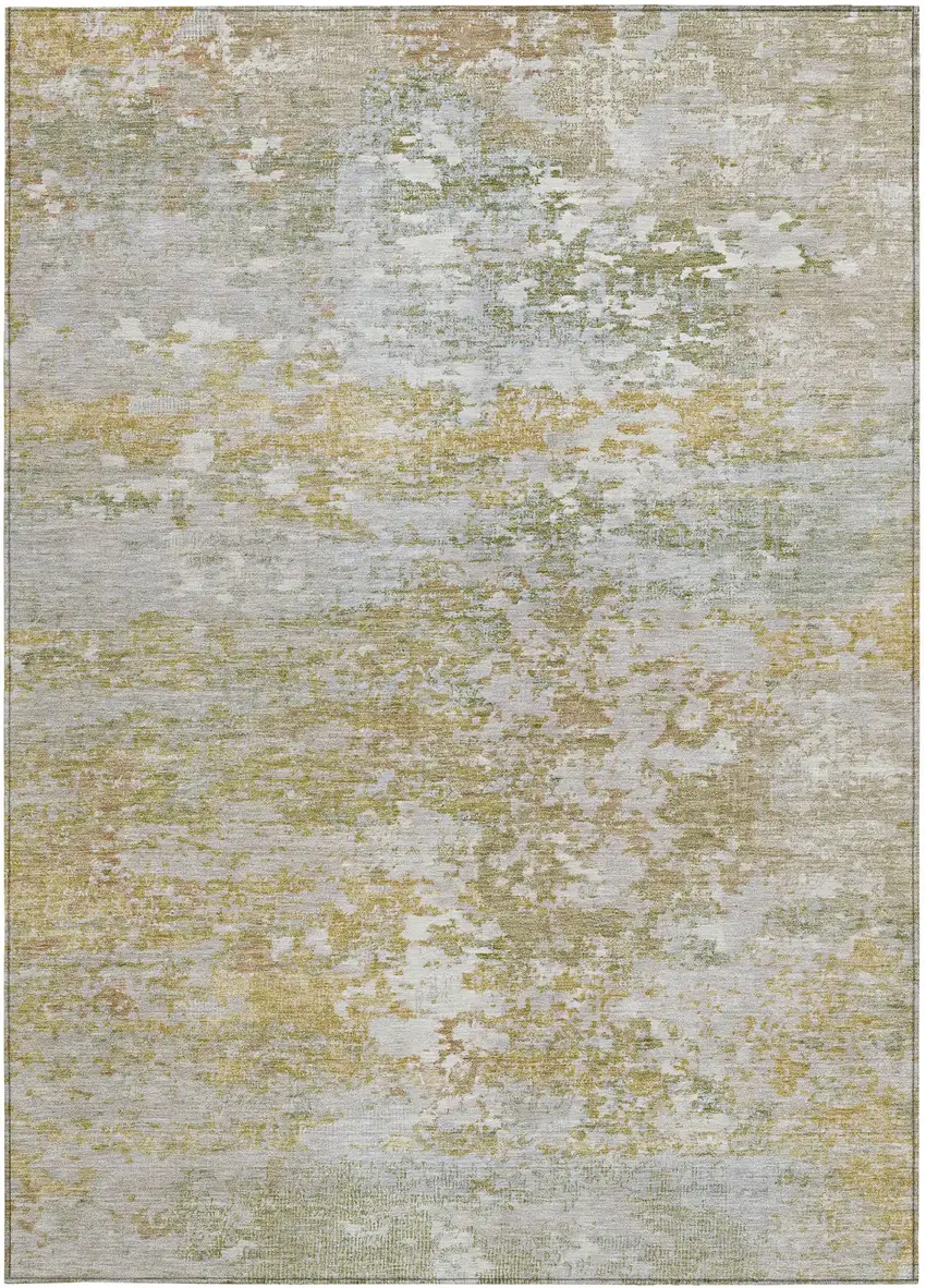 Sage Gold And Ivory Abstract Washable Indoor Outdoor Area Rug Photo 3
