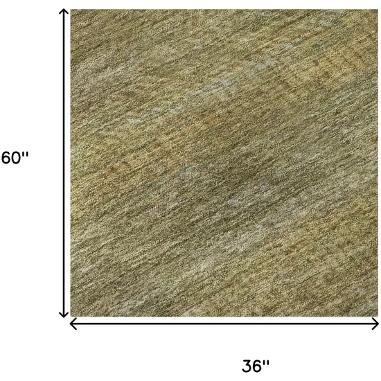 Sage Gold And Khaki Striped Washable Area Rug With UV Protection Photo 8