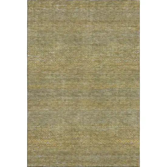 Sage Gold And Khaki Striped Washable Area Rug With UV Protection Photo 5