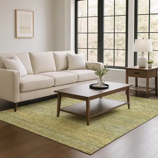 Sage Gold And Khaki Striped Washable Area Rug With UV Protection Photo 3