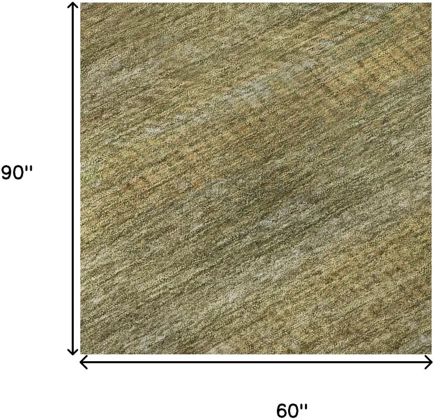 Sage Gold And Khaki Striped Washable Area Rug With UV Protection Photo 9