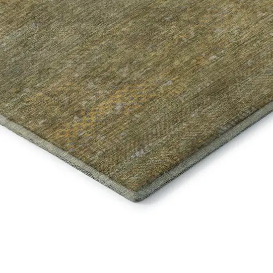 Sage Gold And Khaki Striped Washable Area Rug With UV Protection Photo 7