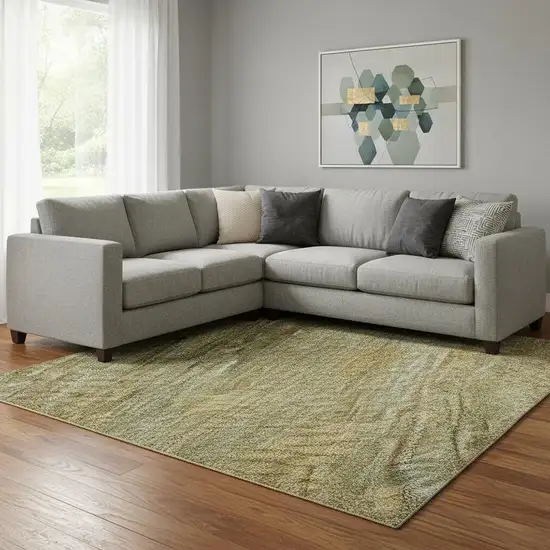 Sage Gold And Khaki Striped Washable Area Rug With UV Protection Photo 2