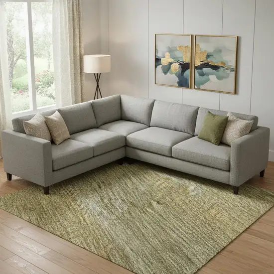 Sage Gold And Khaki Striped Washable Area Rug With UV Protection Photo 2