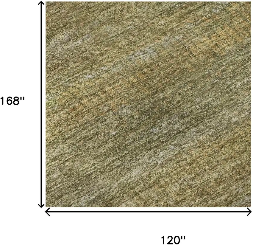 Sage Gold And Khaki Striped Washable Area Rug With UV Protection Photo 9