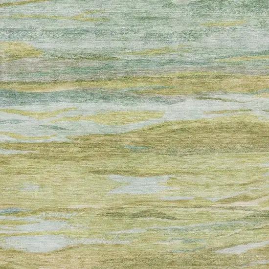 Sage Gray And Aqua Abstract Washable Area Rug With UV Protection Photo 3