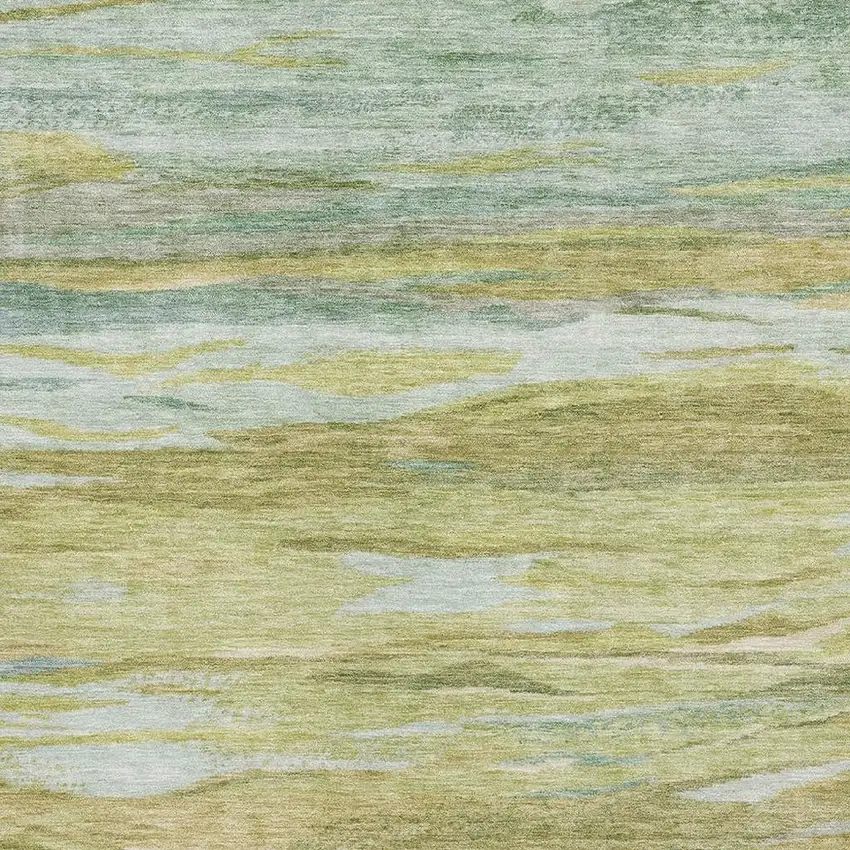 Sage Gray And Aqua Abstract Washable Area Rug With UV Protection Photo 3