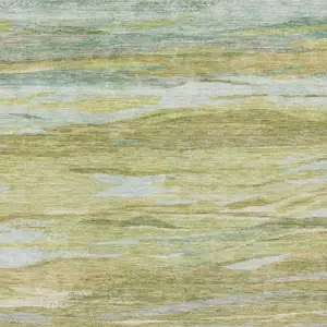 Photo of Sage Gray And Aqua Abstract Washable Area Rug With UV Protection