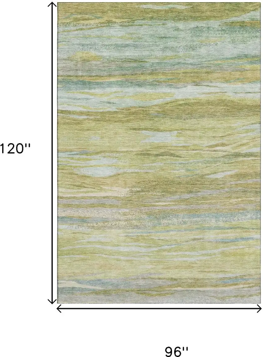 Sage Gray And Aqua Abstract Washable Area Rug With UV Protection Photo 9