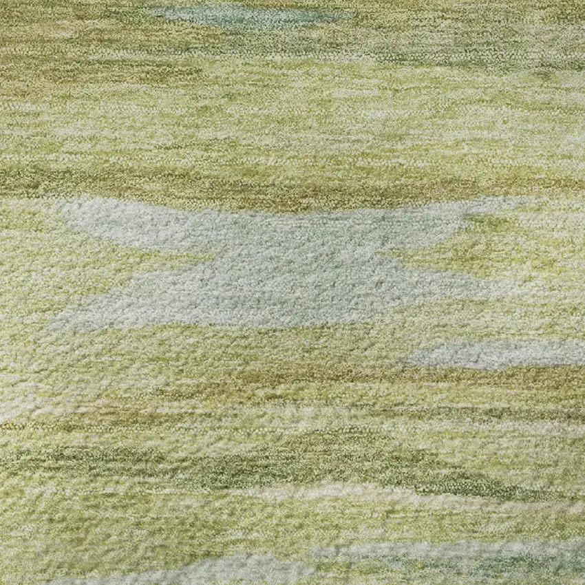 Sage Gray And Aqua Abstract Washable Area Rug With UV Protection Photo 8