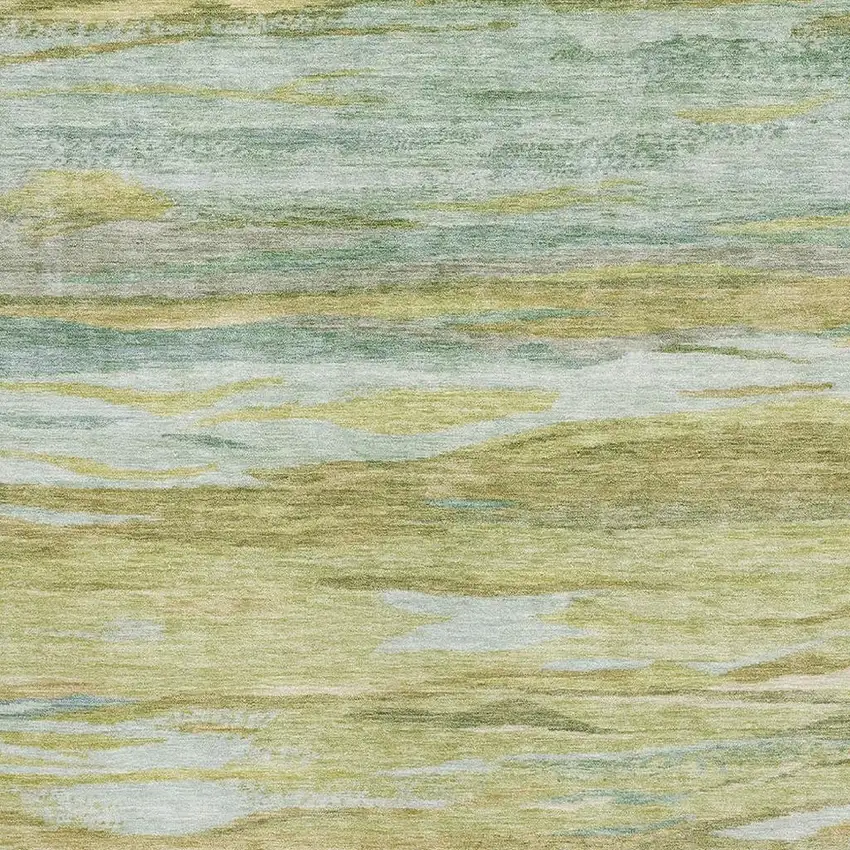 Sage Gray And Aqua Abstract Washable Area Rug With UV Protection Photo 3