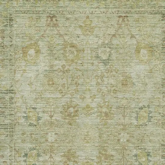 Sage Gray And Gold Oriental Washable Area Rug With UV Protection Photo 2