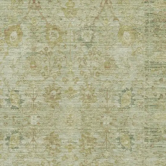 Sage Gray And Gold Oriental Washable Area Rug With UV Protection Photo 2