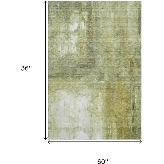 Sage Gray And Ivory Abstract Washable Area Rug With UV Protection Photo 8