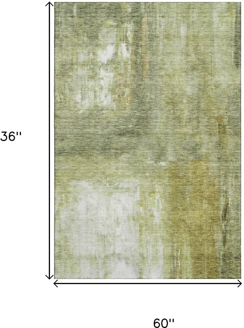 Sage Gray And Ivory Abstract Washable Area Rug With UV Protection Photo 8
