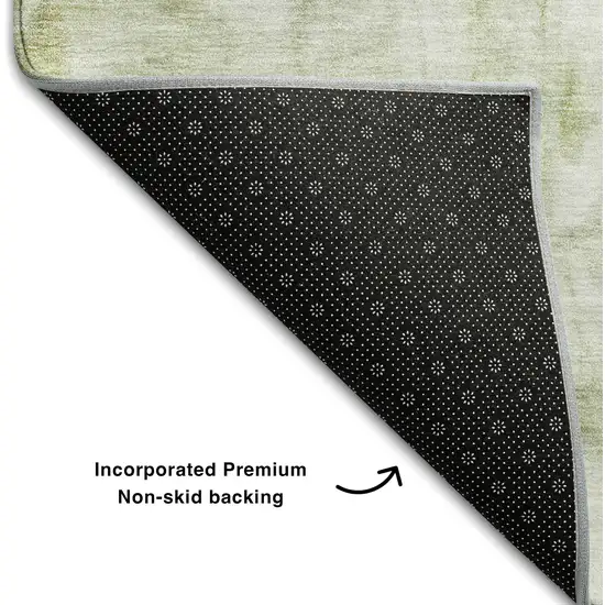 Sage Gray And Ivory Abstract Washable Area Rug With UV Protection Photo 4