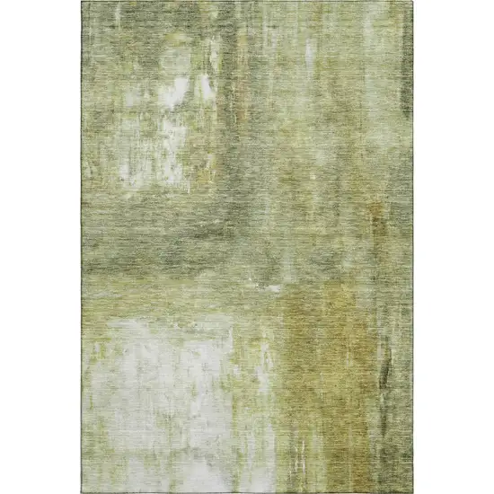 Sage Gray And Ivory Abstract Washable Area Rug With UV Protection Photo 3