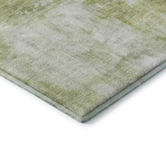 Sage Gray And Ivory Abstract Washable Area Rug With UV Protection Photo 5