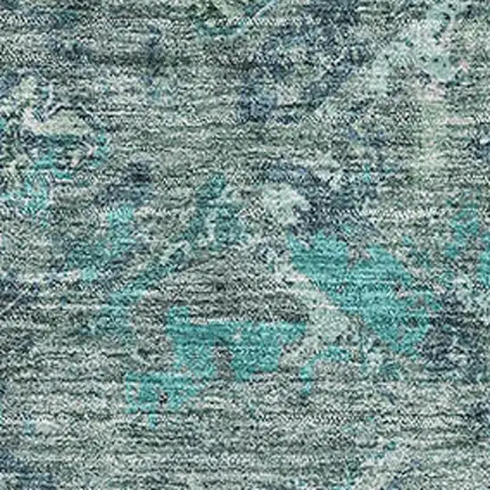 Sage Gray And Ivory Diamond Washable Area Rug With UV Protection Photo 3