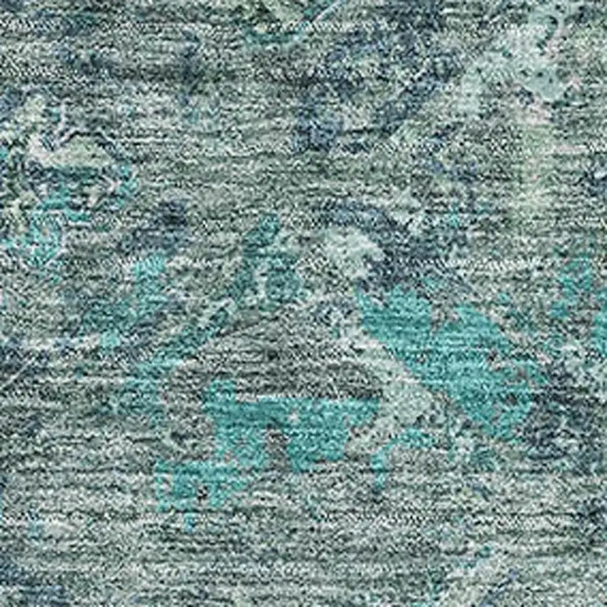 Sage Gray And Ivory Diamond Washable Area Rug With UV Protection Photo 3