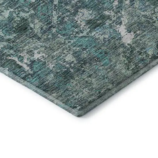 Sage Gray And Ivory Diamond Washable Area Rug With UV Protection Photo 8