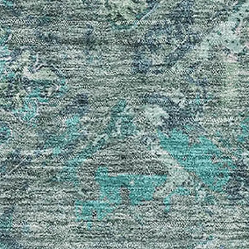 Sage Gray And Ivory Diamond Washable Area Rug With UV Protection Photo 3