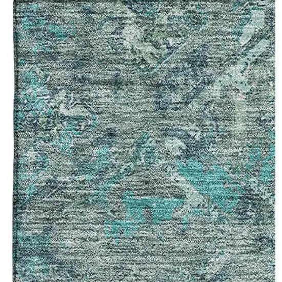 Sage Gray And Ivory Diamond Washable Area Rug With UV Protection Photo 4