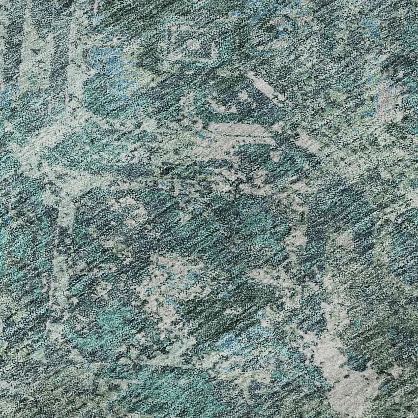 Sage Gray And Ivory Diamond Washable Area Rug With UV Protection Photo 9