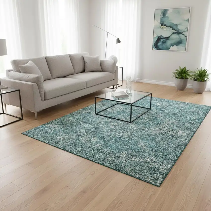 Sage Gray And Ivory Diamond Washable Area Rug With UV Protection Photo 2