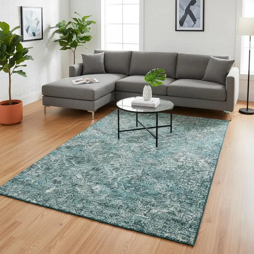 Sage Gray And Ivory Diamond Washable Area Rug With UV Protection Photo 2