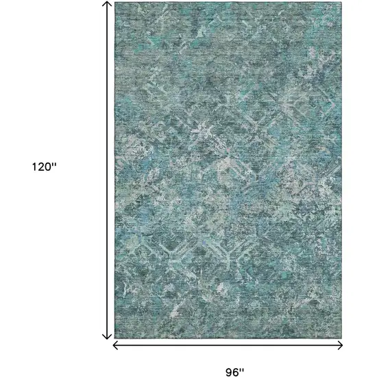 Sage Gray And Ivory Diamond Washable Area Rug With UV Protection Photo 3