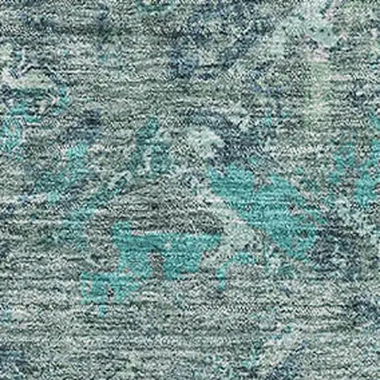 Sage Gray And Ivory Diamond Washable Area Rug With UV Protection Photo 3