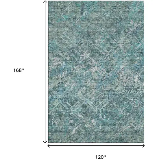 Sage Gray And Ivory Diamond Washable Area Rug With UV Protection Photo 3