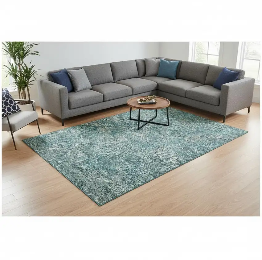 Sage Gray And Ivory Diamond Washable Area Rug With UV Protection Photo 2