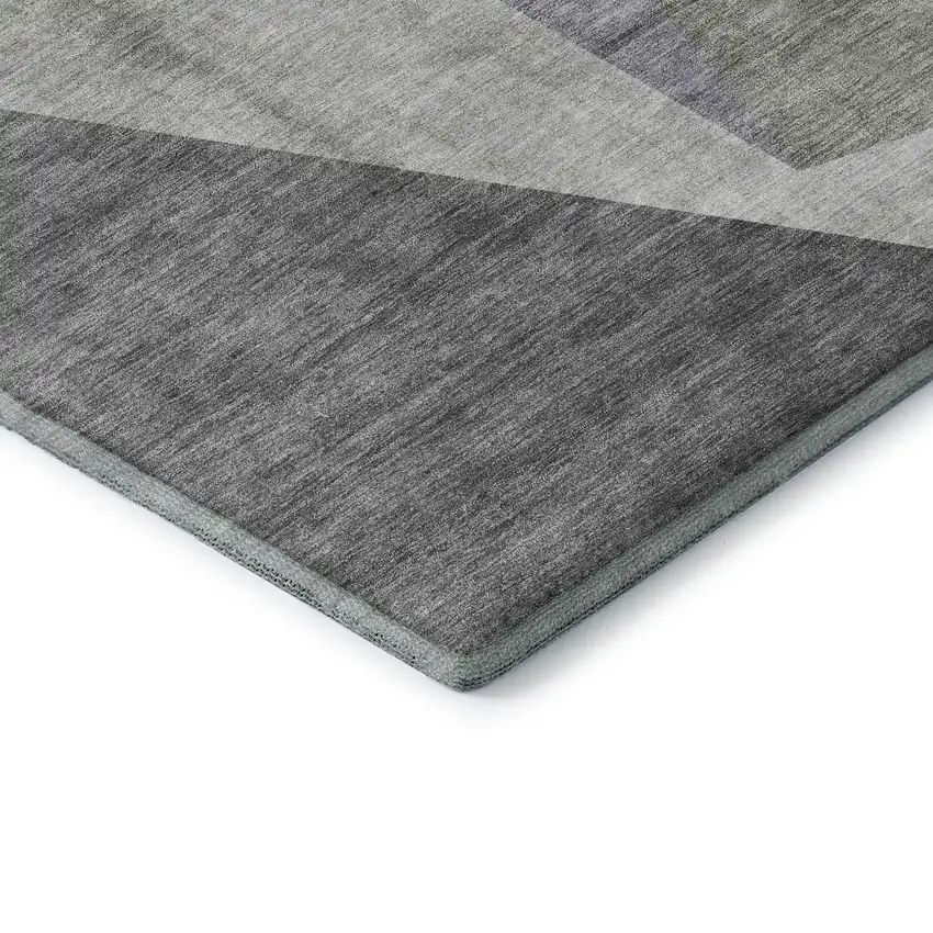 Sage Gray And Ivory Geometric Washable Area Rug With UV Protection Photo 9