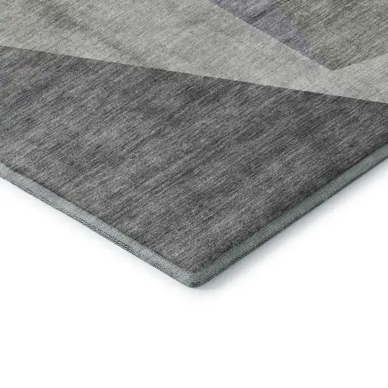 Sage Gray And Ivory Geometric Washable Area Rug With UV Protection Photo 9