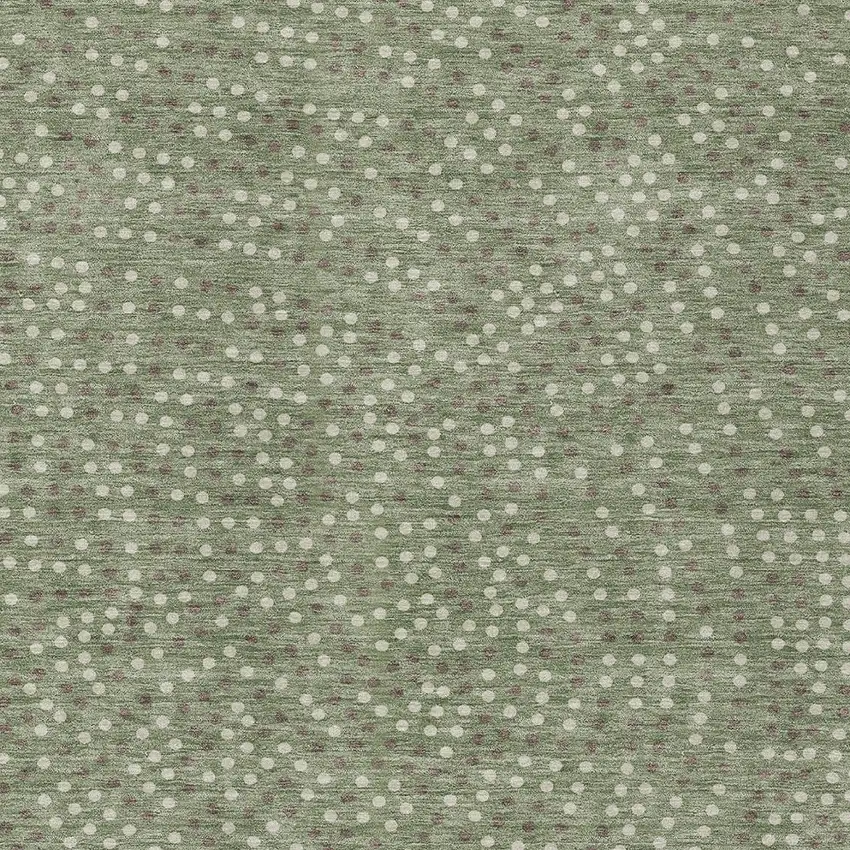 Sage Gray And Ivory Polka Dot Washable Indoor Outdoor Area Rug Photo 6