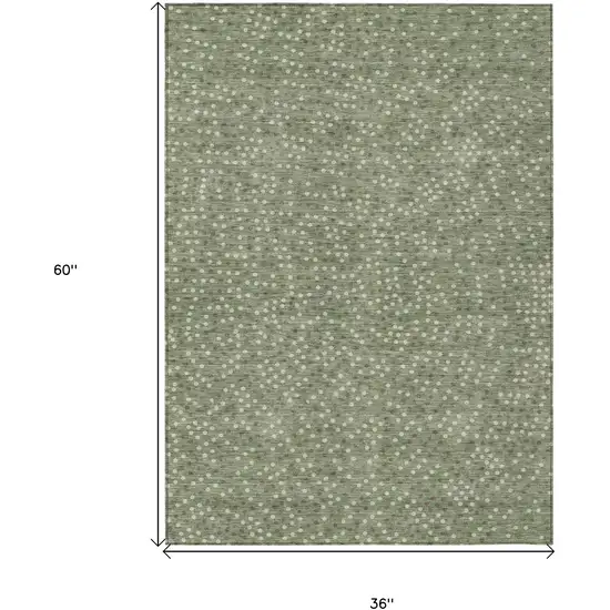 Sage Gray And Ivory Polka Dot Washable Indoor Outdoor Area Rug Photo 3