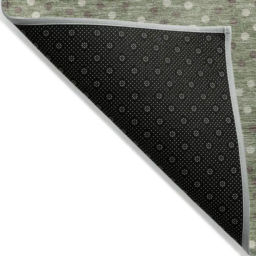 Sage Gray And Ivory Polka Dot Washable Indoor Outdoor Area Rug Photo 4