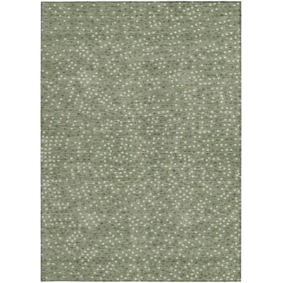 Sage Gray And Ivory Polka Dot Washable Indoor Outdoor Area Rug Photo 7