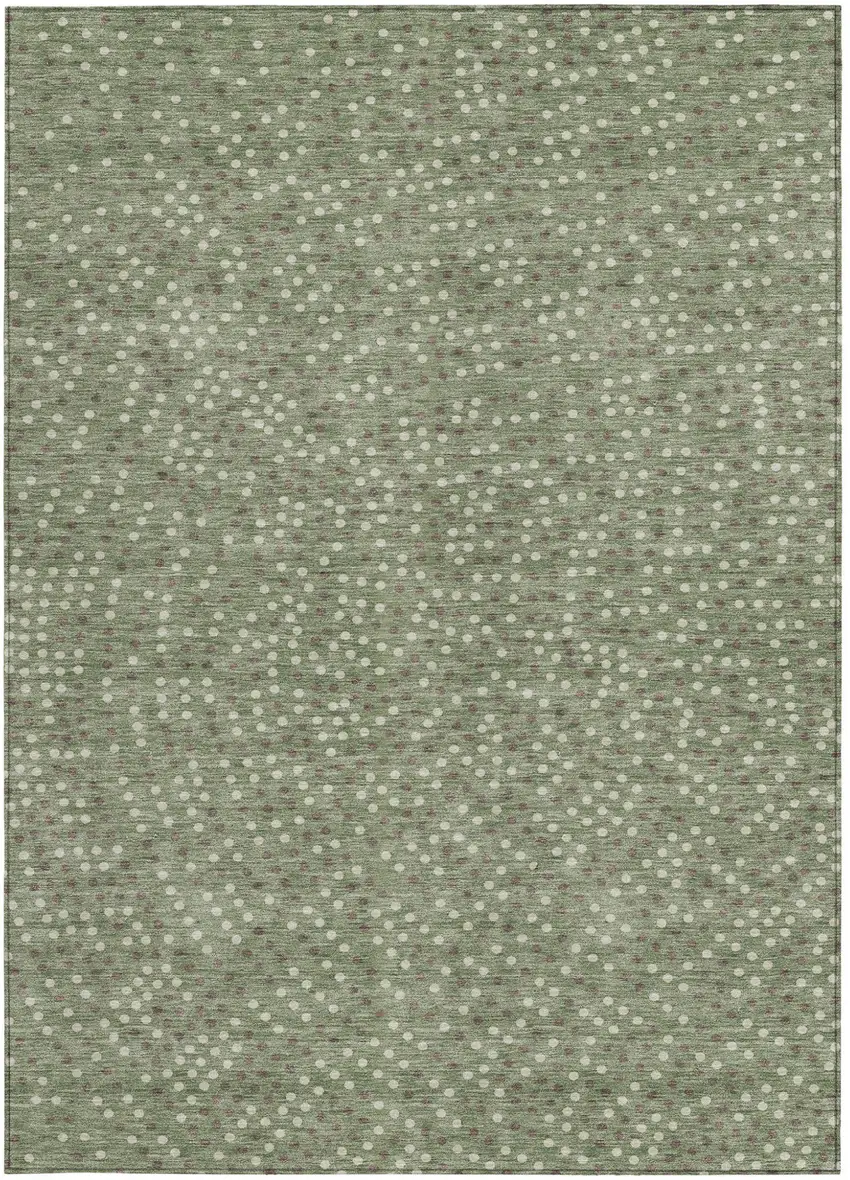 Sage Gray And Ivory Polka Dot Washable Indoor Outdoor Area Rug Photo 7