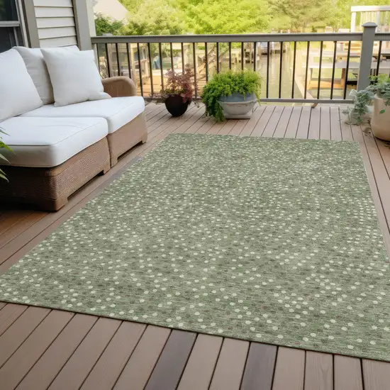 Sage Gray And Ivory Polka Dot Washable Indoor Outdoor Area Rug Photo 8