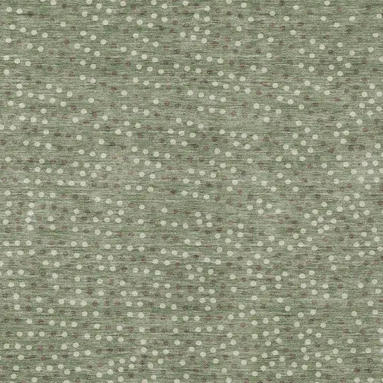 Sage Gray And Ivory Polka Dot Washable Indoor Outdoor Area Rug Photo 6