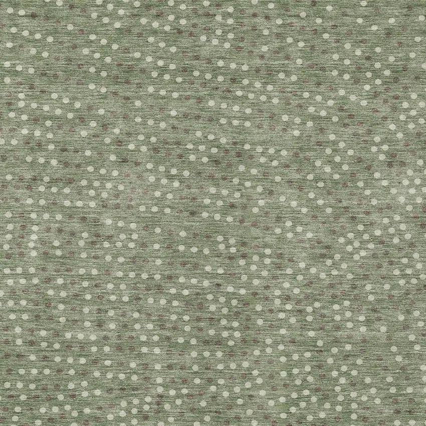 Sage Gray And Ivory Polka Dot Washable Indoor Outdoor Area Rug Photo 6